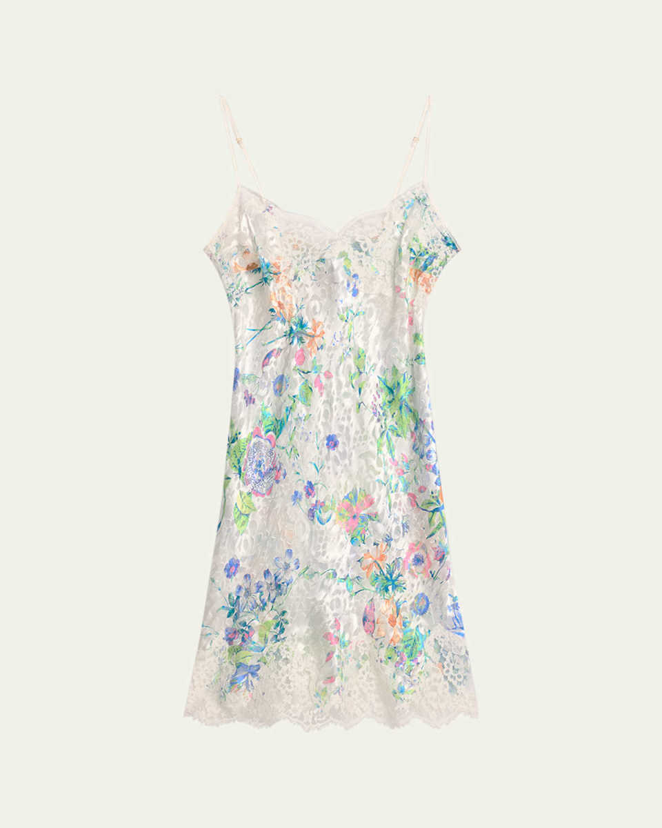 Baisers Legers Floral-Print Lace-Trim Nighti